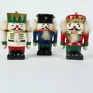 Hand Painted Wooden Nutcracker Figurines Set Of 3 Colorful Holiday Decor 6 Inch